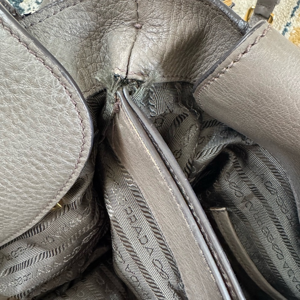 Prada Dark Gray Leather Tote Bag - Picture 4 of 16